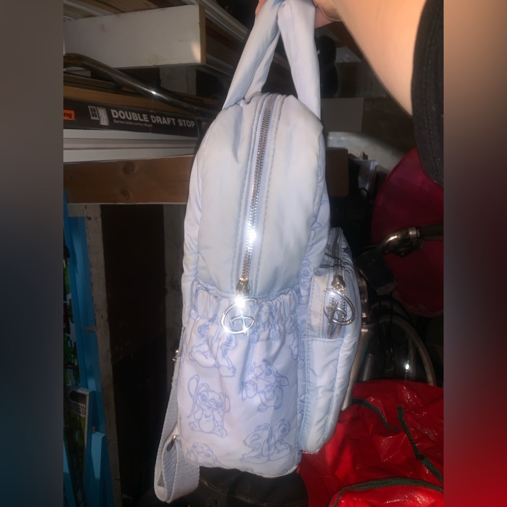 Primark Disney's Lilo & Stitch Padded Puffer Backpack Blue EUC - Picture 5 of 5